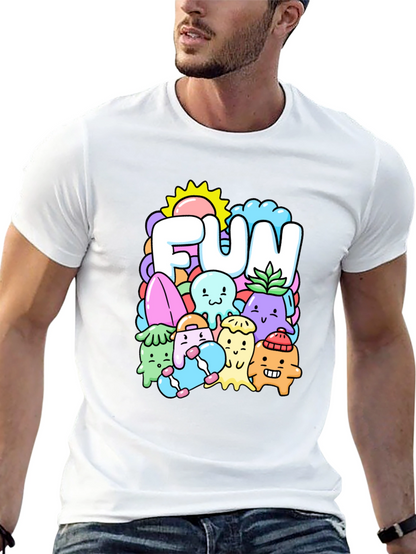 Fun Doodle Graphic Tee - Black Cotton T-Shirt