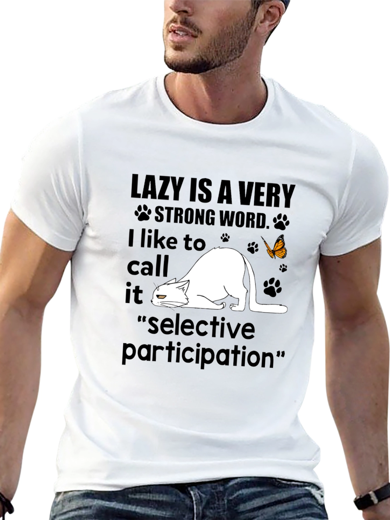 Lazy Cat T-Shirt: Selective Participation Tee