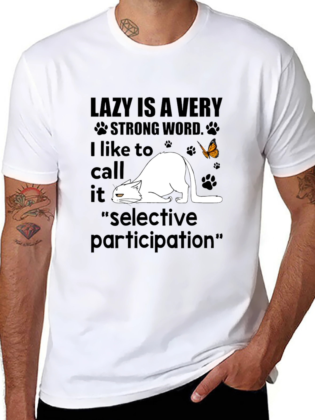 Lazy Cat T-Shirt: Selective Participation Tee