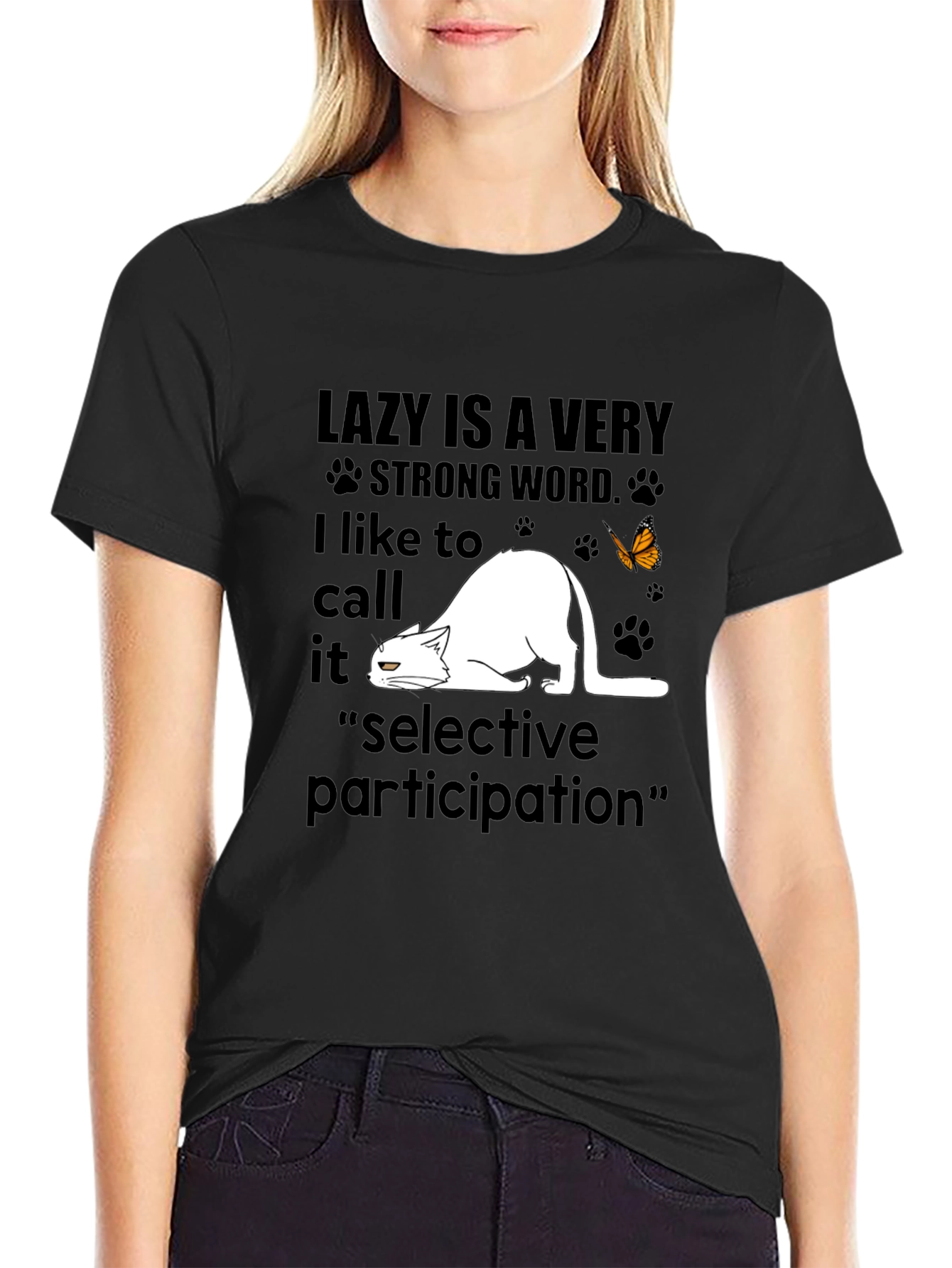 Lazy Cat T-Shirt: Selective Participation Tee