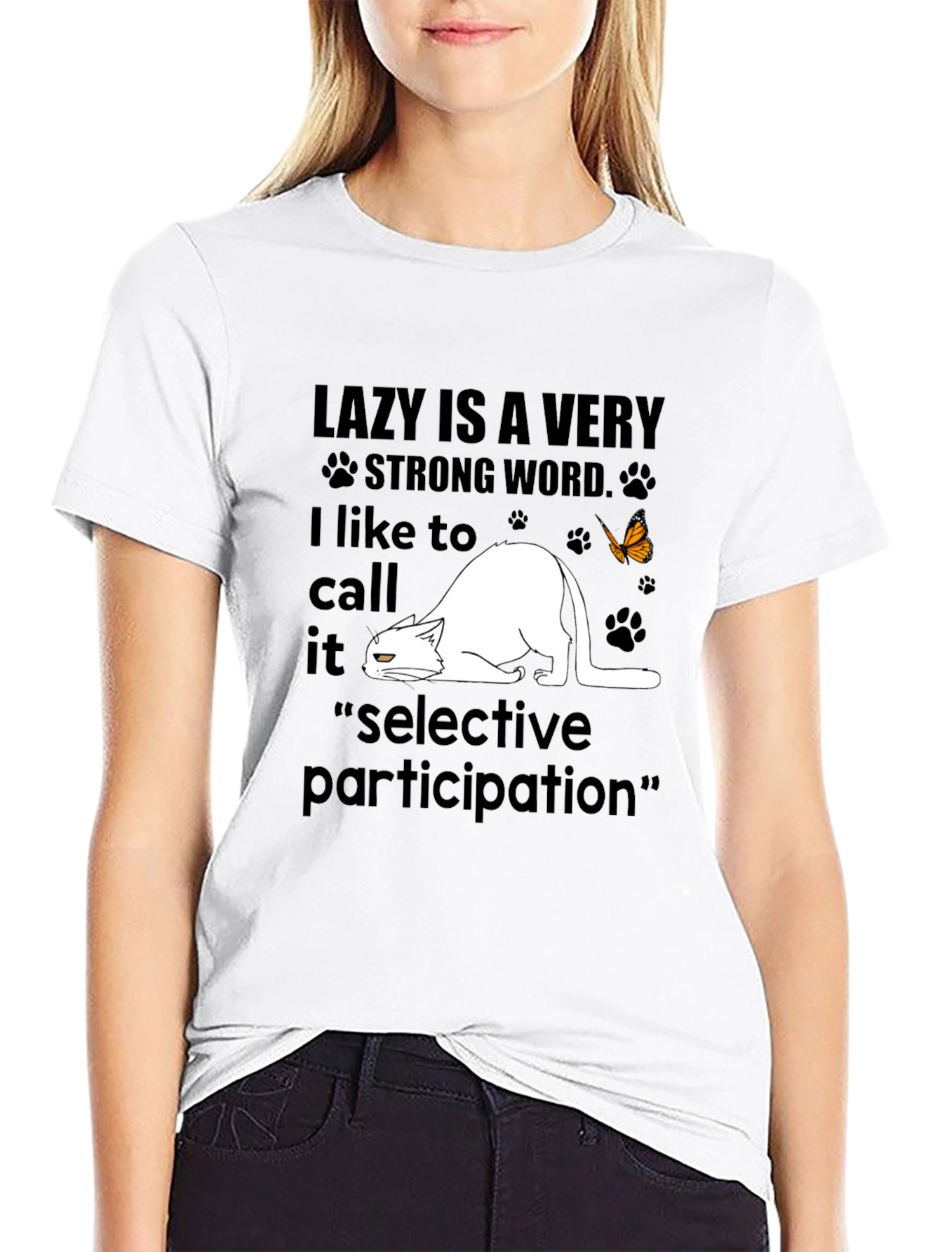 Lazy Cat T-Shirt: Selective Participation Tee