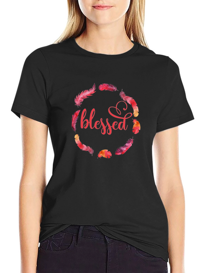 Blessed Feather Wreath Graphic T-Shirt