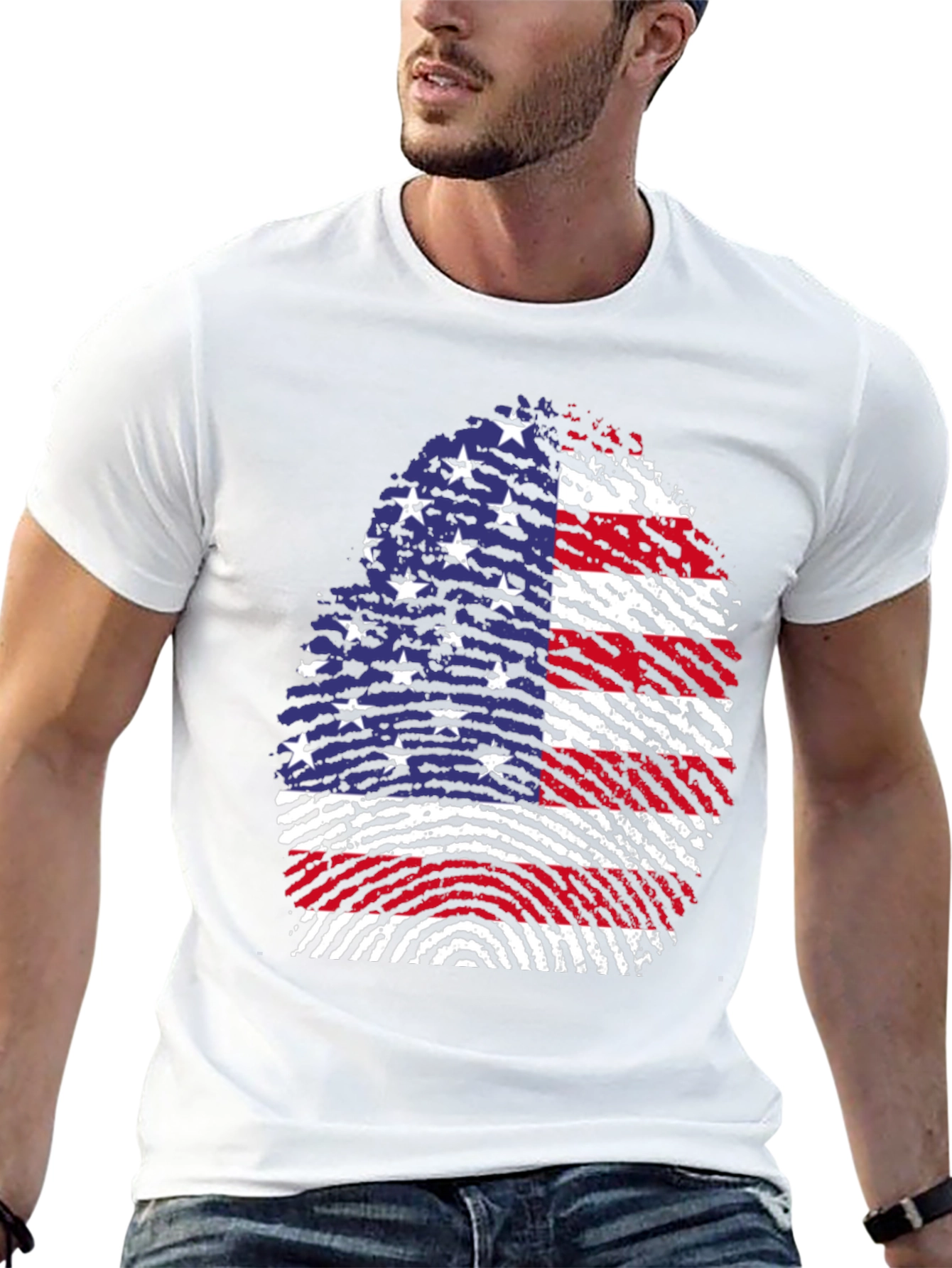 American Flag Fingerprint Graphic T-Shirt