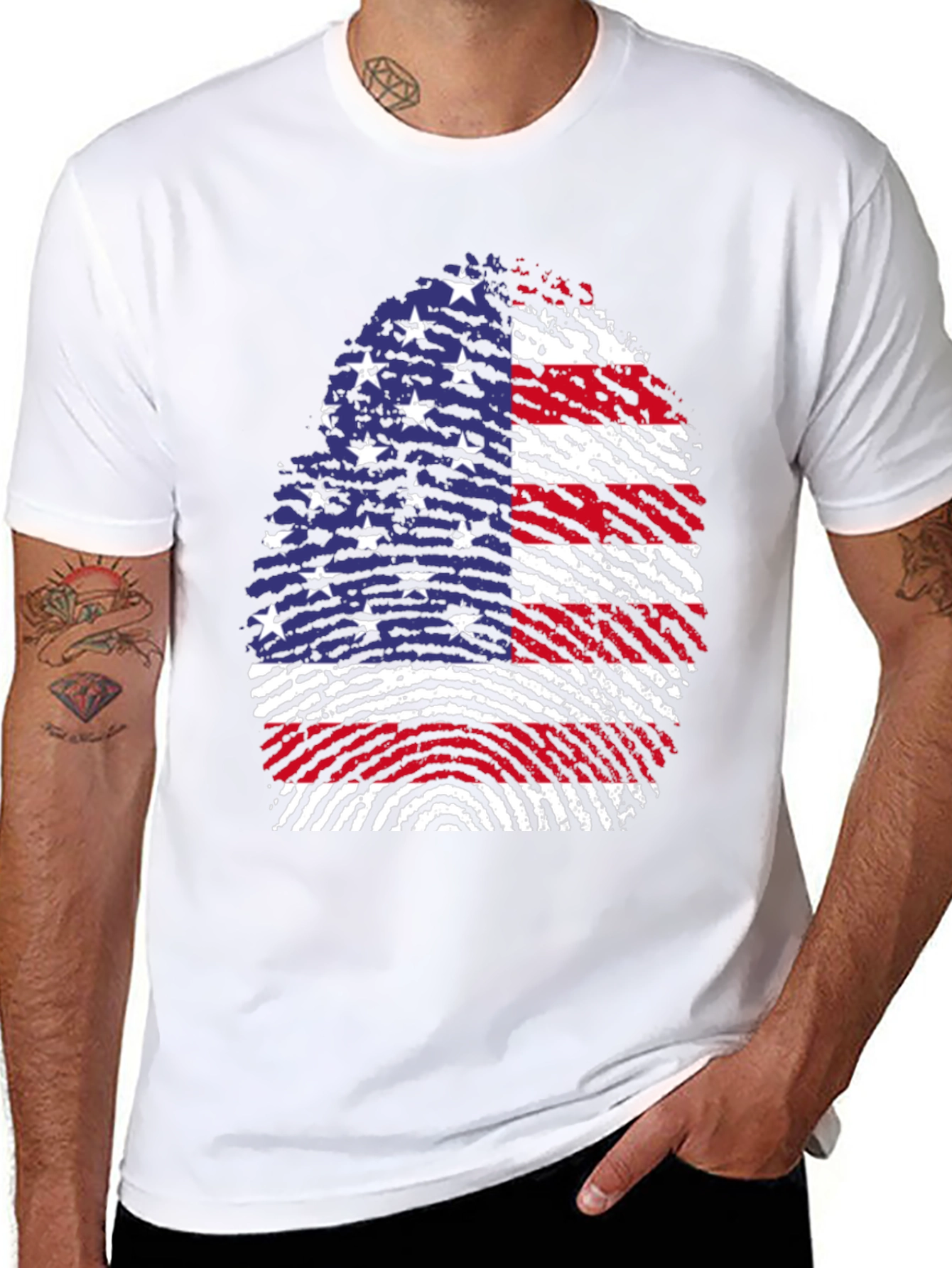 American Flag Fingerprint Graphic T-Shirt