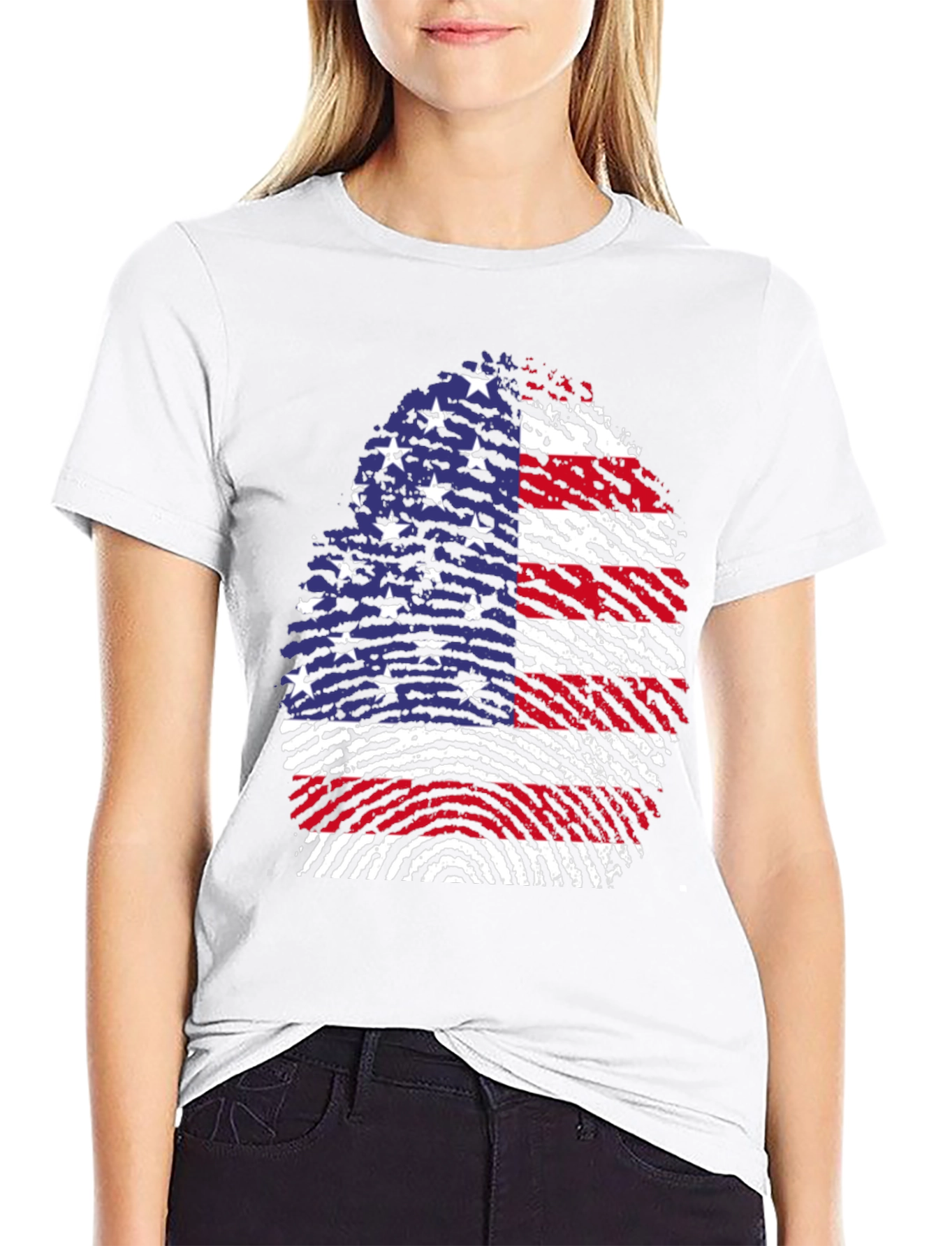 American Flag Fingerprint Graphic T-Shirt