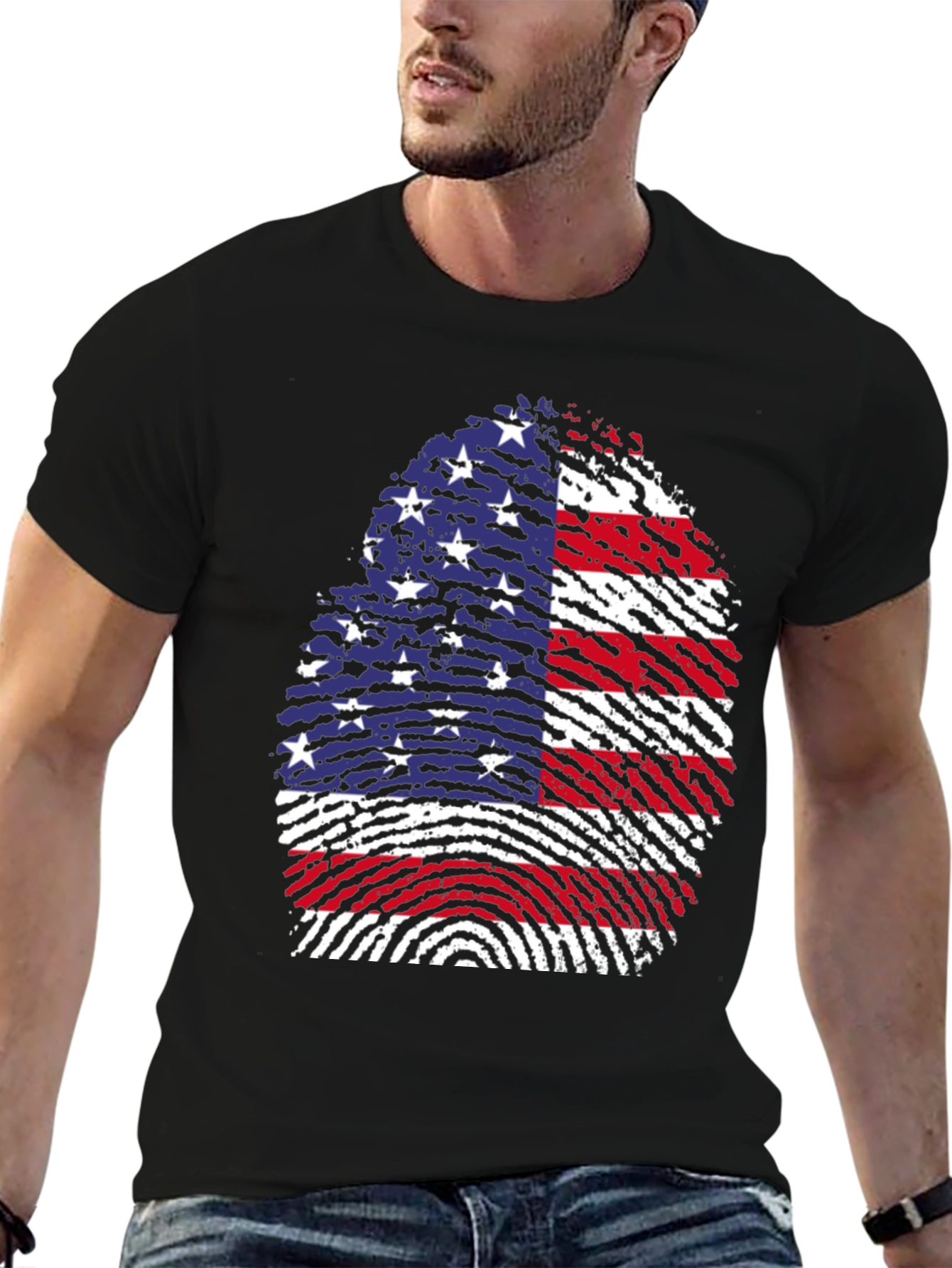 American Flag Fingerprint Graphic T-Shirt