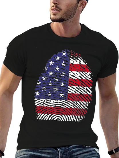 American Flag Fingerprint Graphic T-Shirt