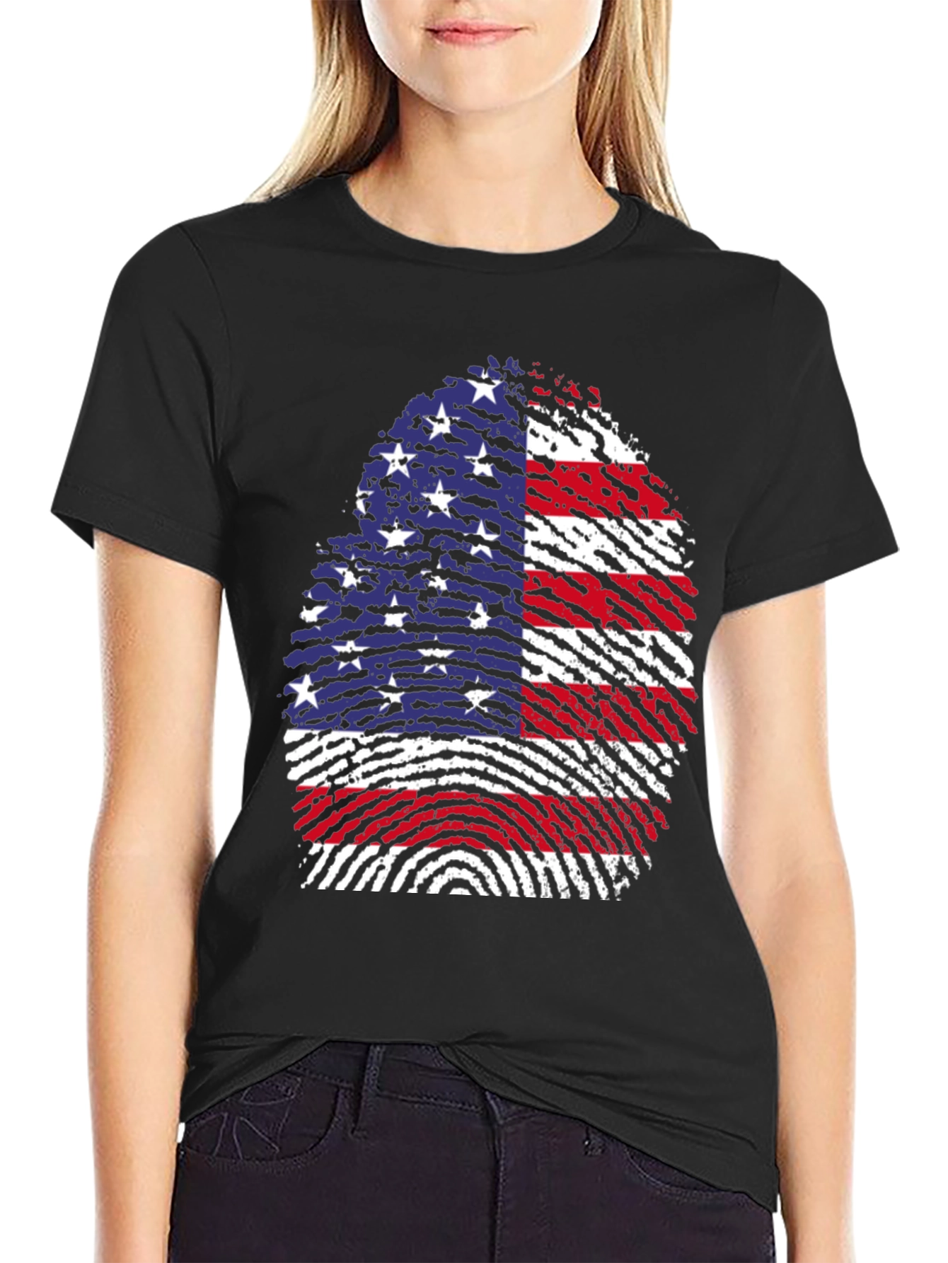 American Flag Fingerprint Graphic T-Shirt