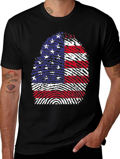American Flag Fingerprint Graphic T-Shirt