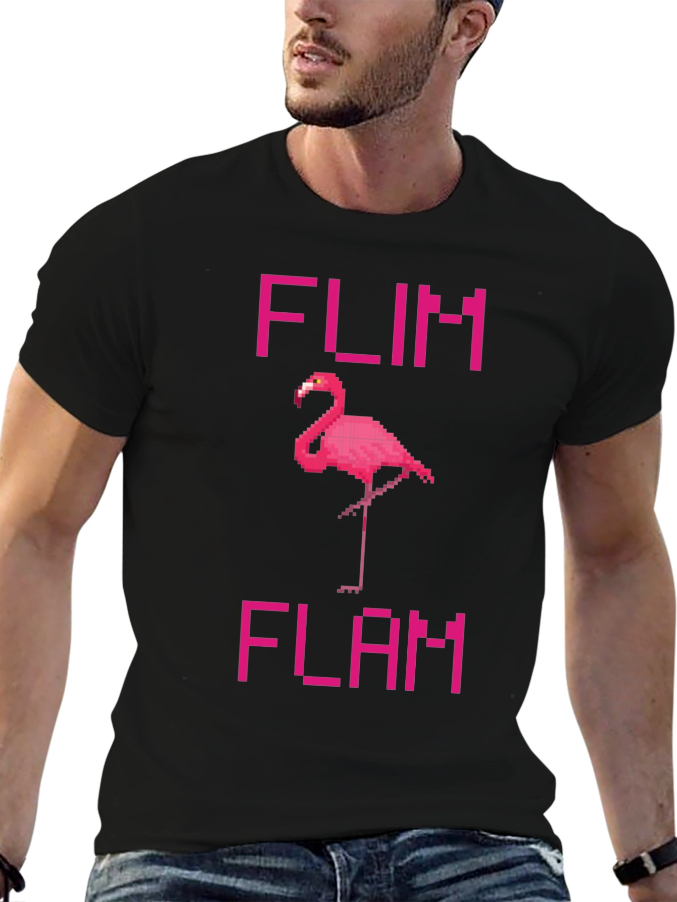 Pixel Flamingo T-Shirt - Flim Flam Fun!