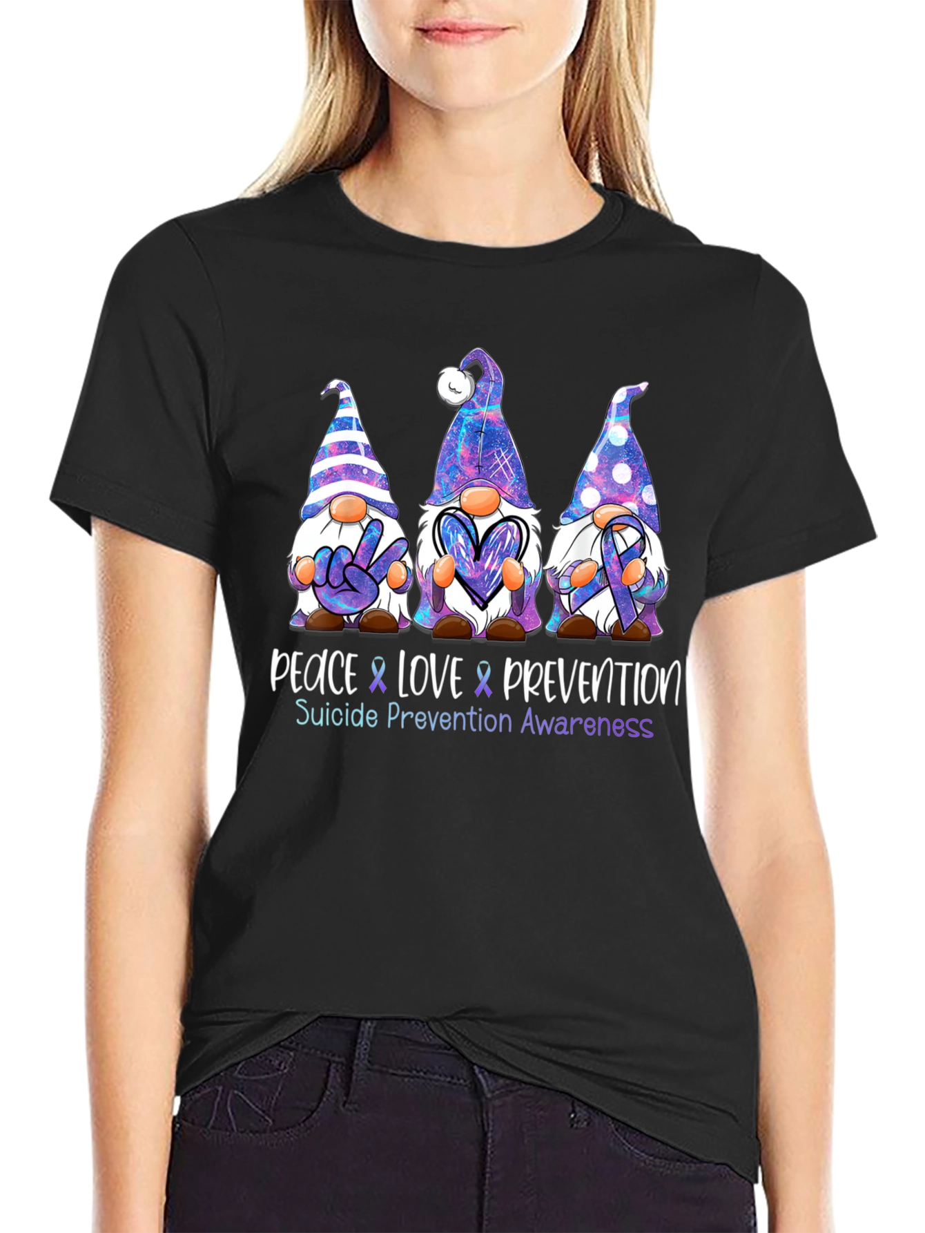 Peace Love Prevention Suicide Awareness Graphic Tee