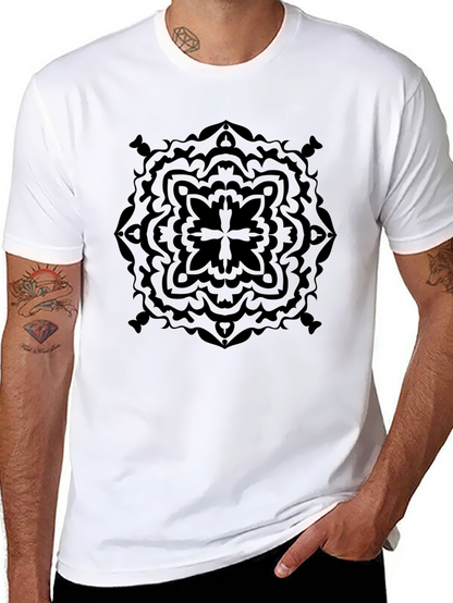 Black Geometric Mandala Graphic T-Shirt