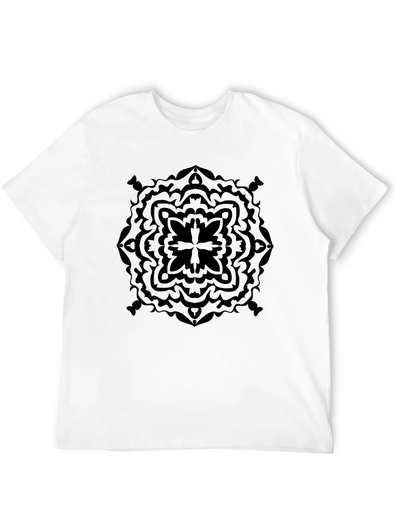 Black Geometric Mandala Graphic T-Shirt