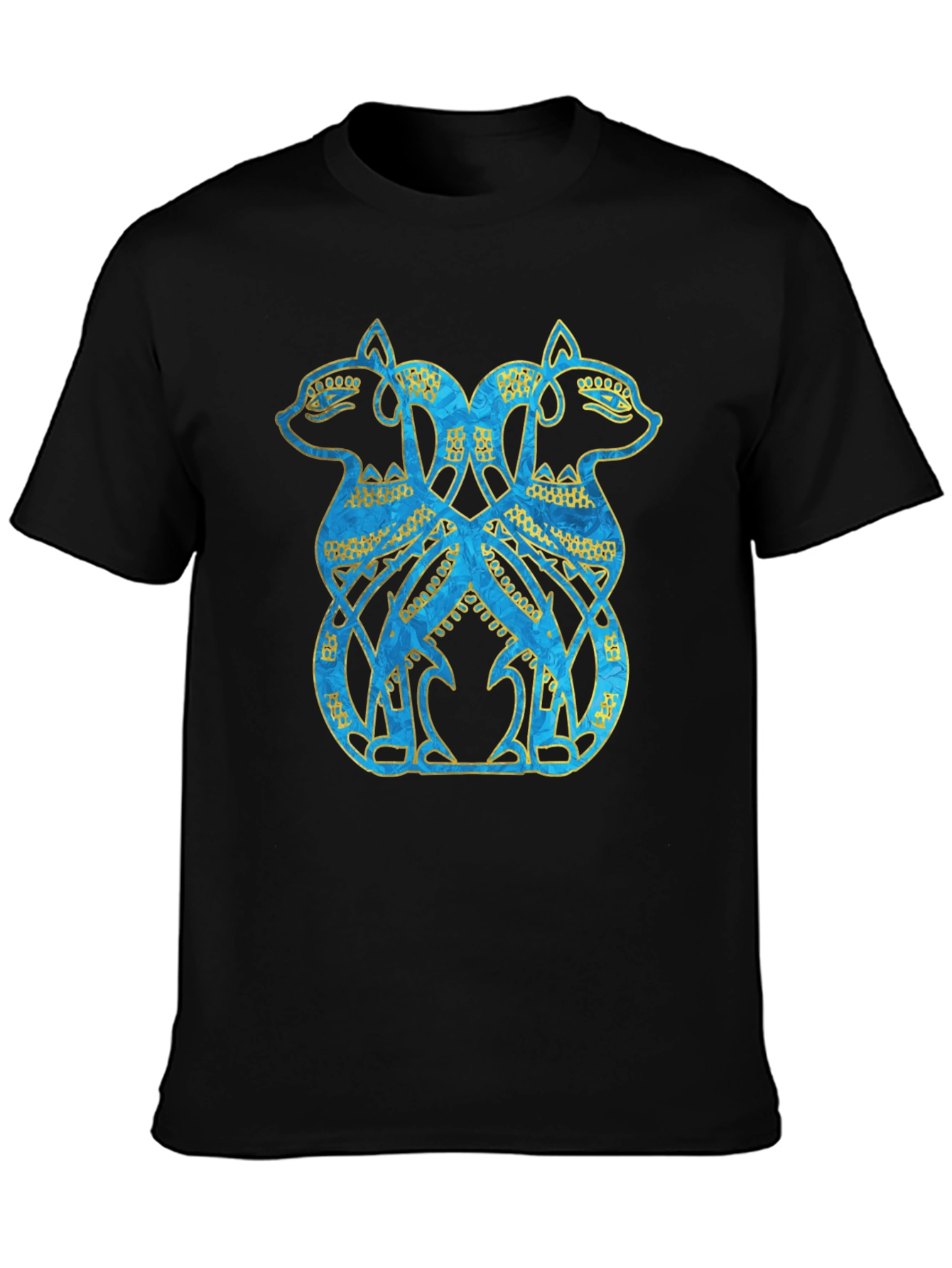 Twin Feline Graphic Tee - Celtic Knot Style