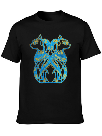 Twin Feline Graphic Tee - Celtic Knot Style