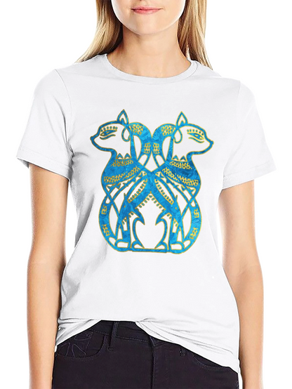 Twin Feline Graphic Tee - Celtic Knot Style