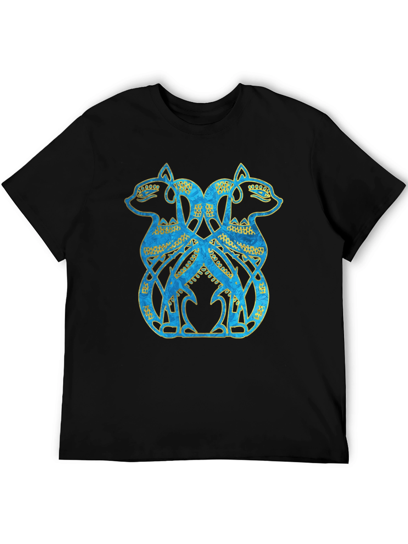 Twin Feline Graphic Tee - Celtic Knot Style