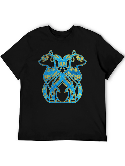 Twin Feline Graphic Tee - Celtic Knot Style