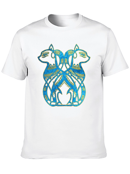 Twin Feline Graphic Tee - Celtic Knot Style