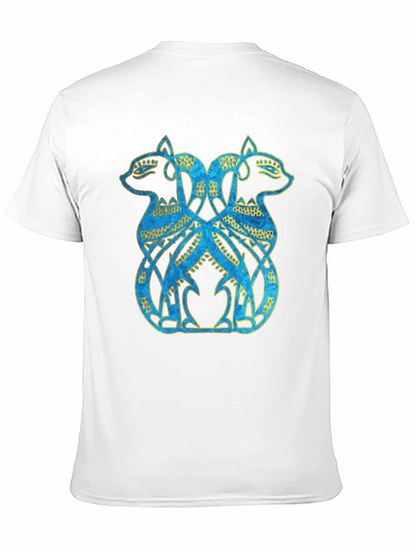 Twin Feline Graphic Tee - Celtic Knot Style