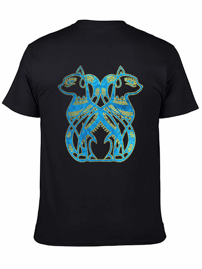 Twin Feline Graphic Tee - Celtic Knot Style