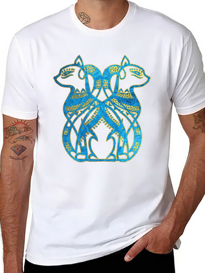 Twin Feline Graphic Tee - Celtic Knot Style