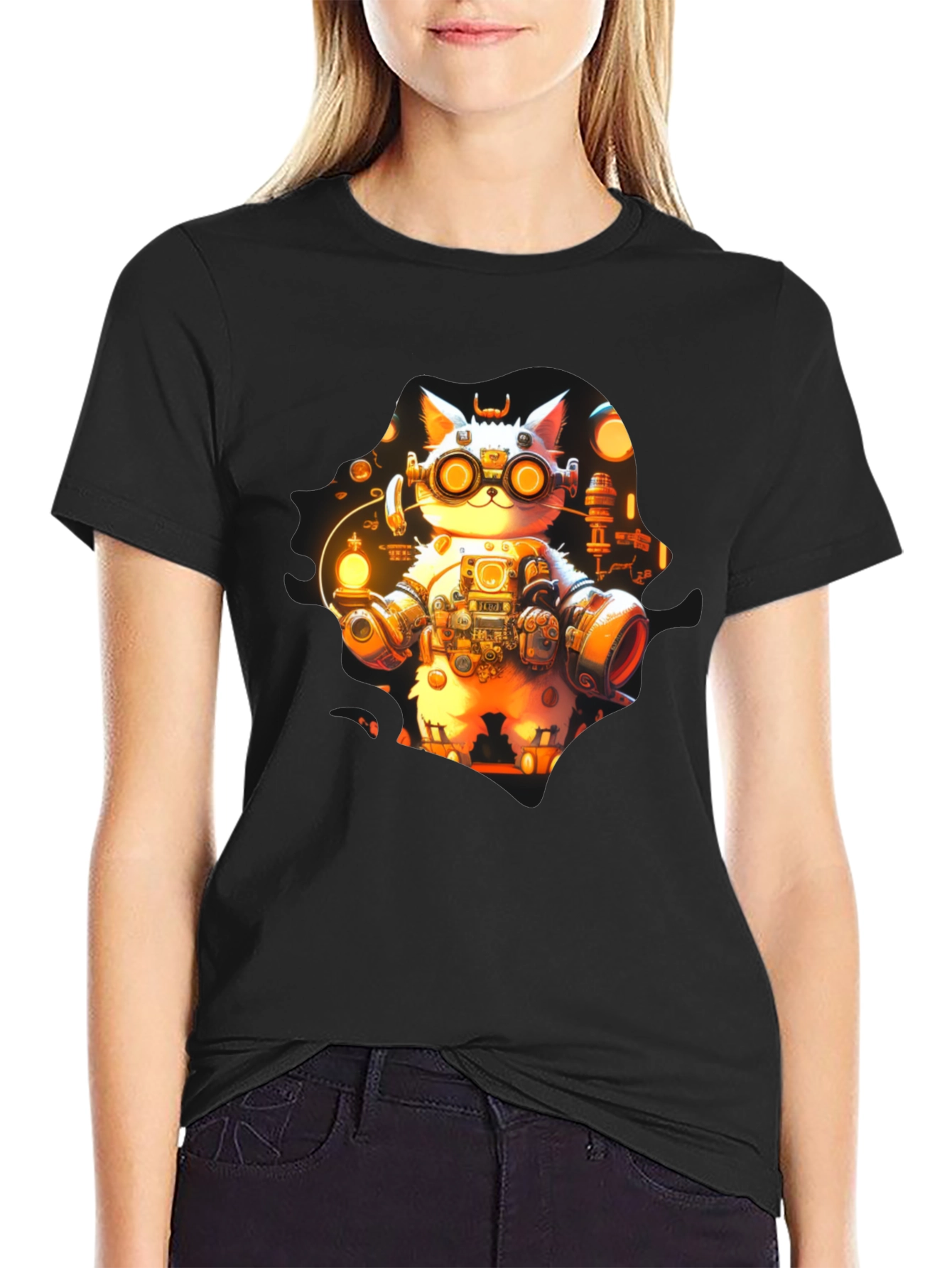 Steampunk Cat T-Shirt - Unique Graphic Tee