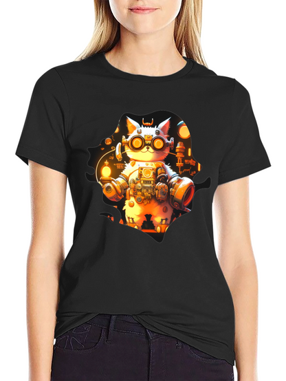 Steampunk Cat T-Shirt - Unique Graphic Tee