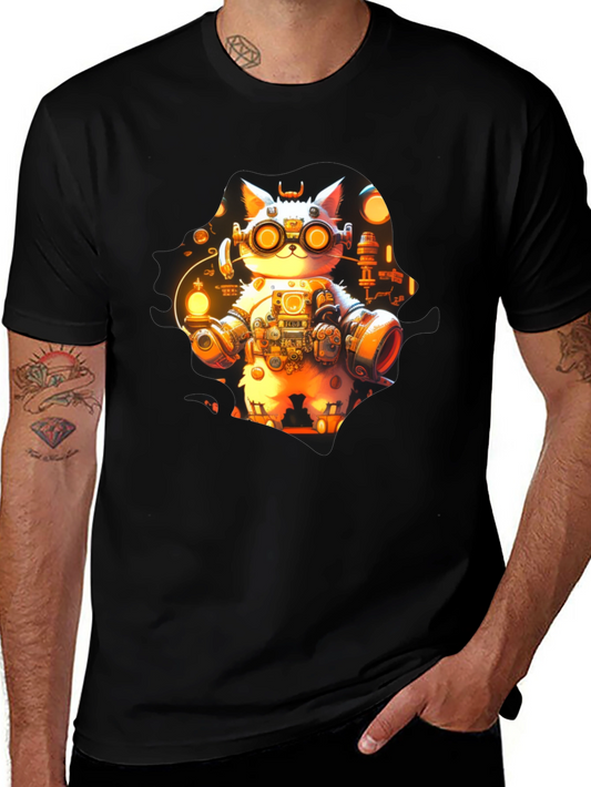 Steampunk Cat T-Shirt - Unique Graphic Tee