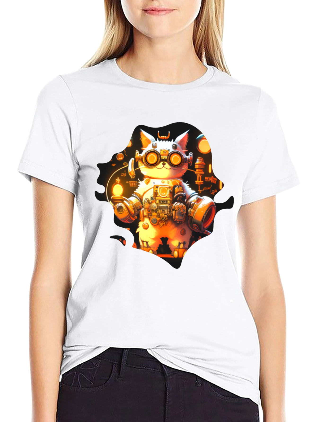 Steampunk Cat T-Shirt - Unique Graphic Tee