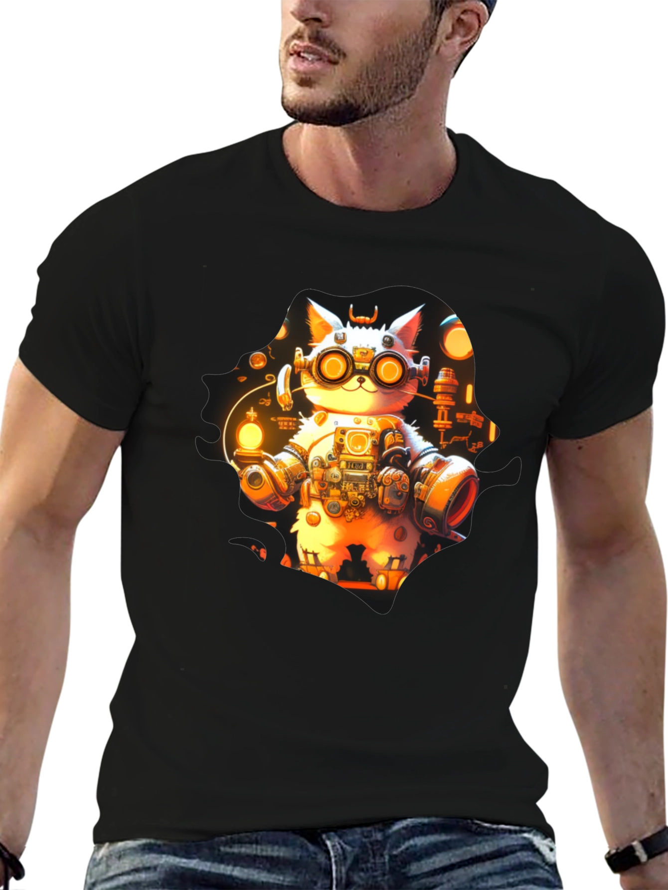 Steampunk Cat T-Shirt - Unique Graphic Tee