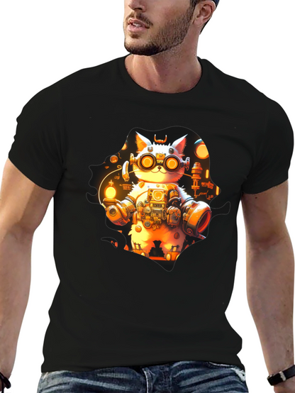 Steampunk Cat T-Shirt - Unique Graphic Tee
