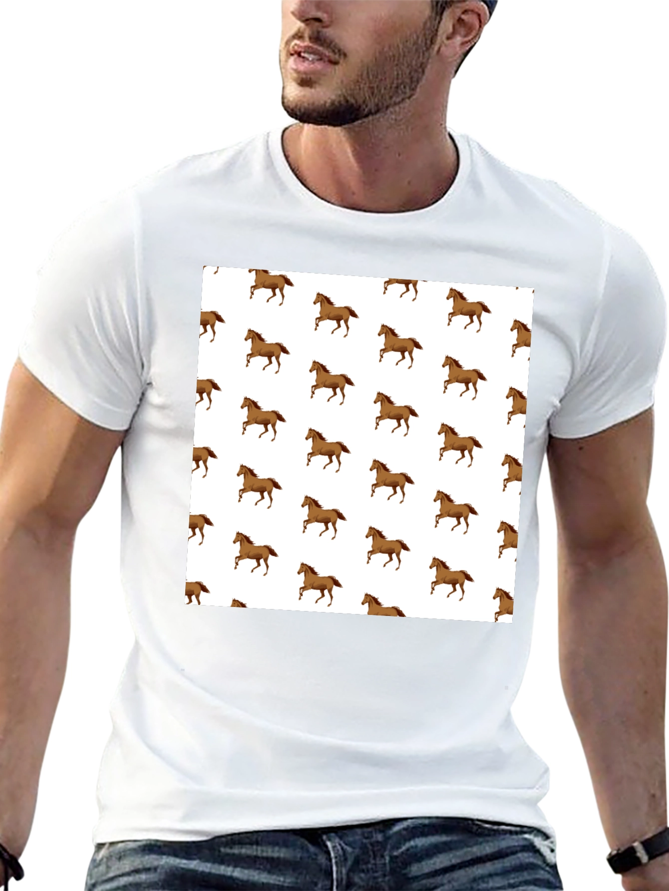 Horse Pattern T-Shirt - Classic Black Tee