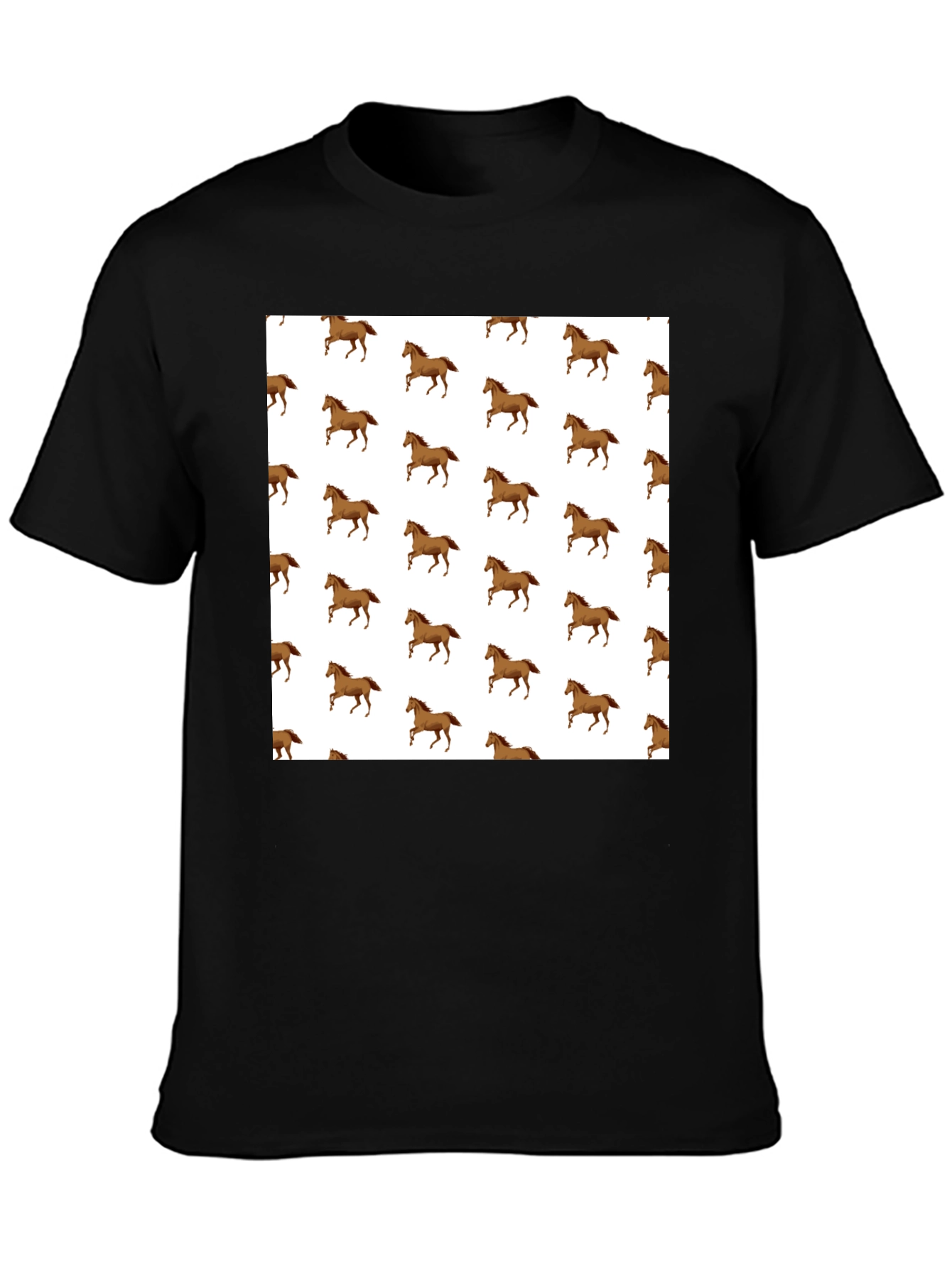 Horse Pattern T-Shirt - Classic Black Tee