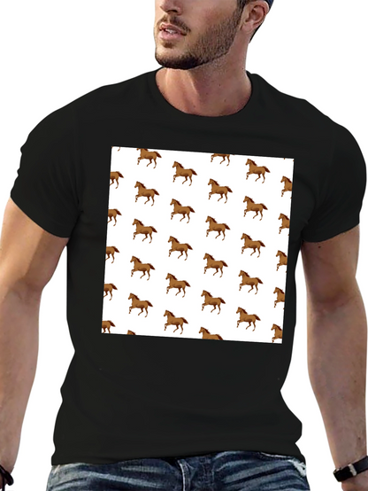 Horse Pattern T-Shirt - Classic Black Tee