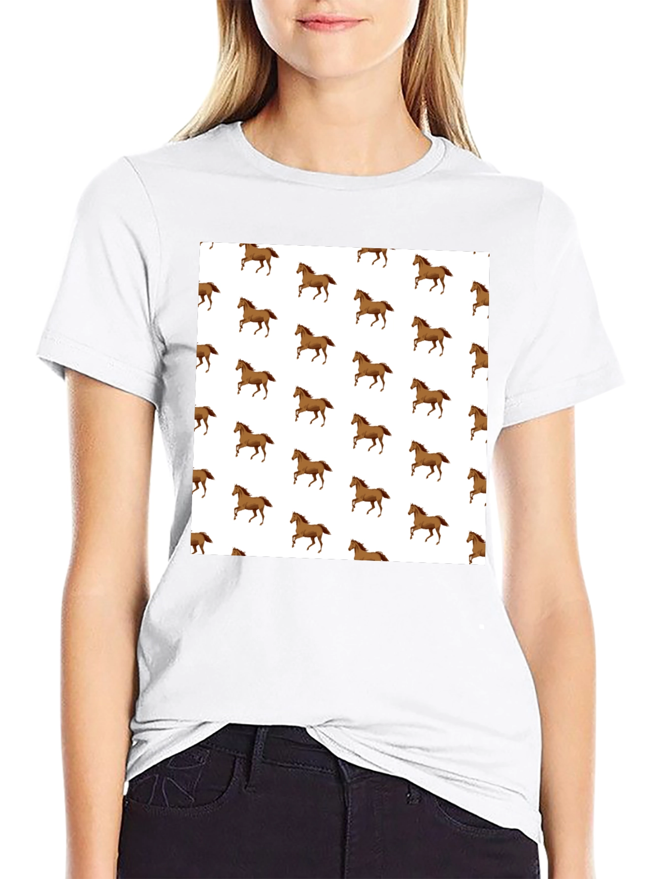 Horse Pattern T-Shirt - Classic Black Tee