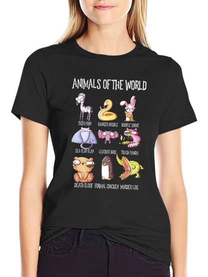 Animals of the World T-Shirt Funny Graphic Tee