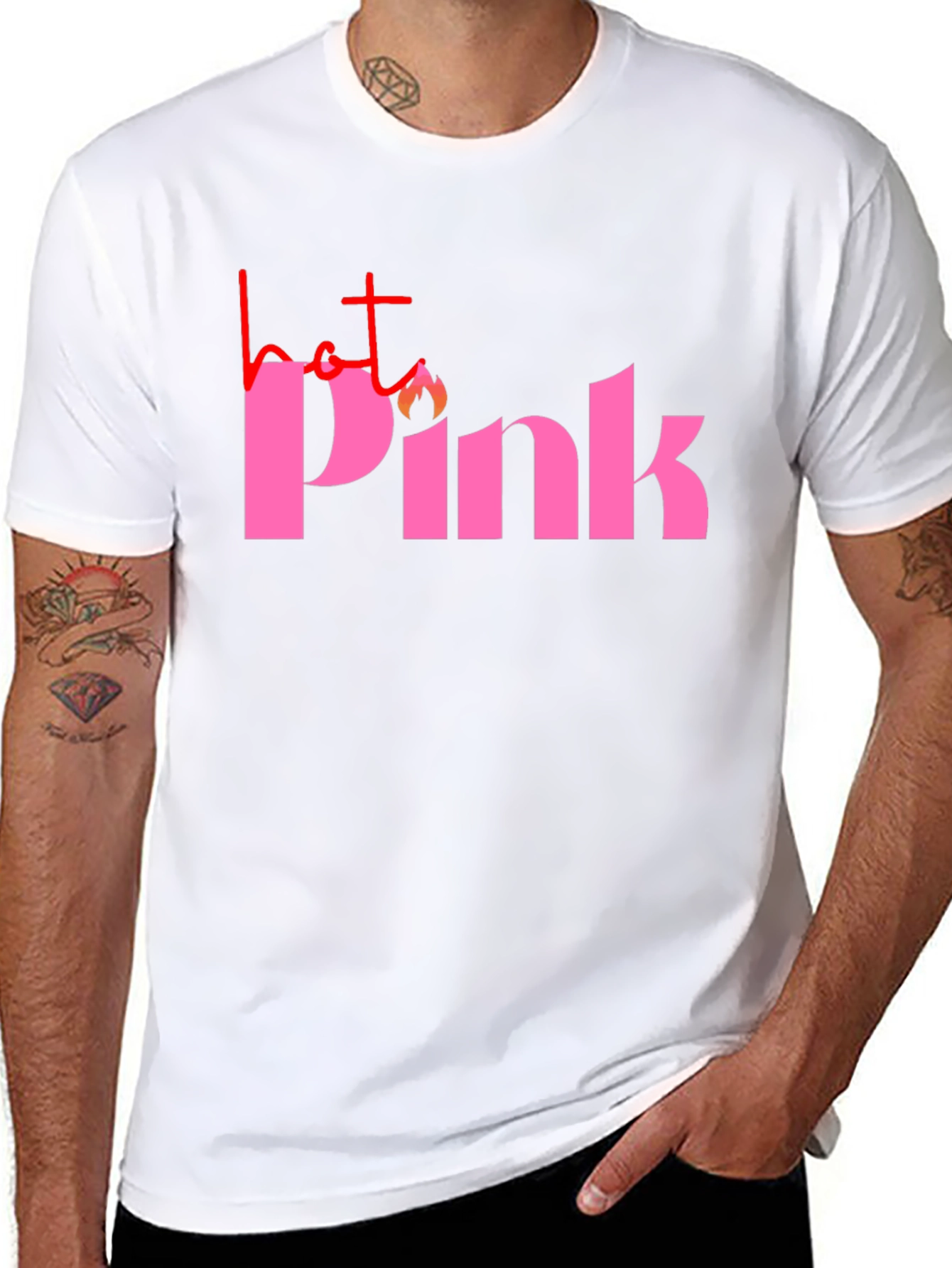 Hot Pink Graphic Tee - Black Casual T-Shirt