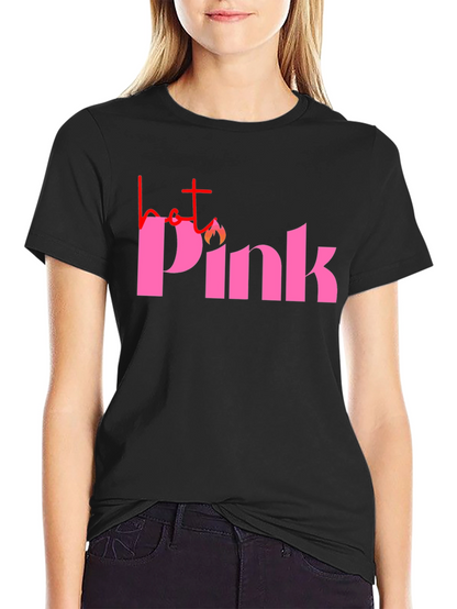 Hot Pink Graphic Tee - Black Casual T-Shirt