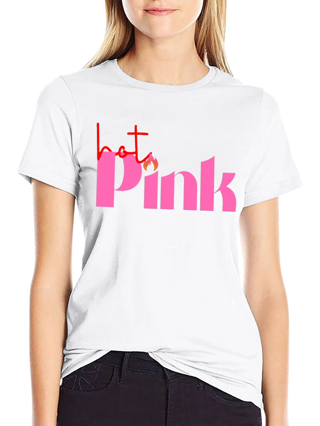 Hot Pink Graphic Tee - Black Casual T-Shirt