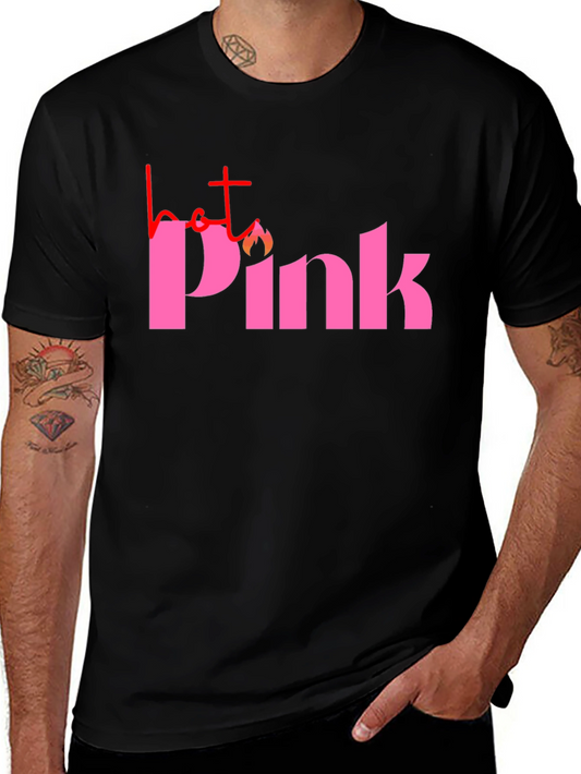 Hot Pink Graphic Tee - Black Casual T-Shirt