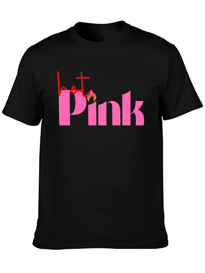 Hot Pink Graphic Tee - Black Casual T-Shirt