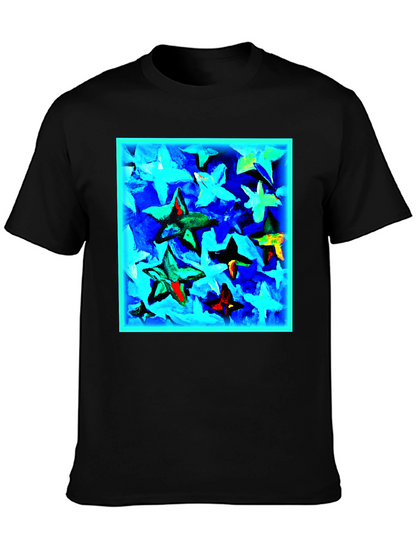 Abstract Star Print Black T-Shirt