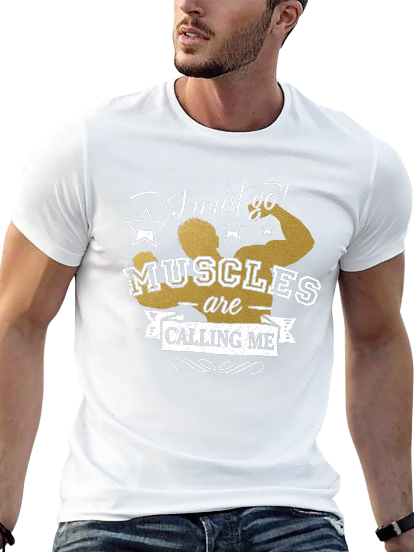 Muscles Calling Me Black Graphic Tee