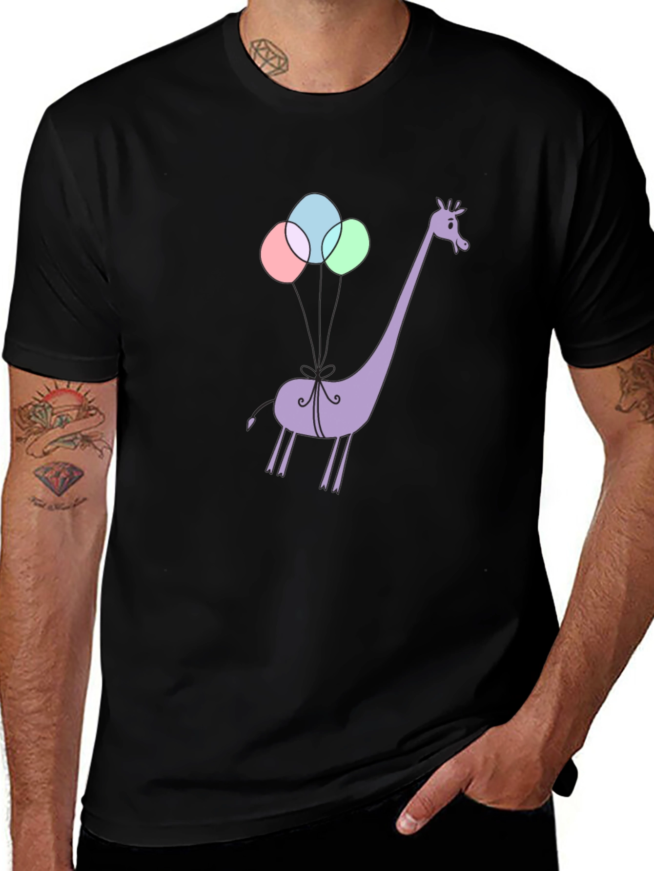 Giraffe Balloons Graphic Tee