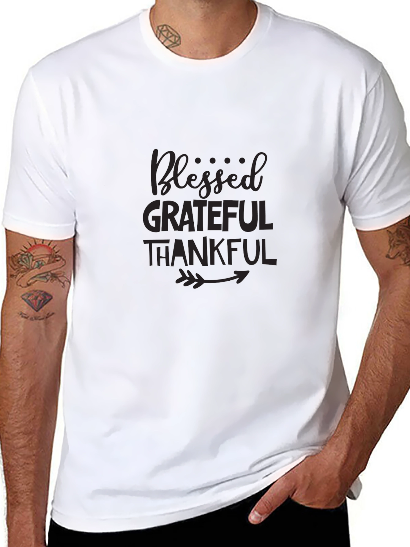 Blessed Grateful Thankful T-Shirt - Black