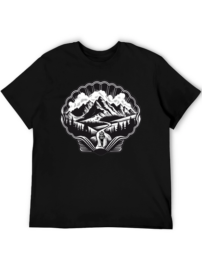 Mountain Hiking Graphic Tee - Black