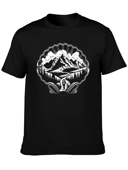 Mountain Hiking Graphic Tee - Black