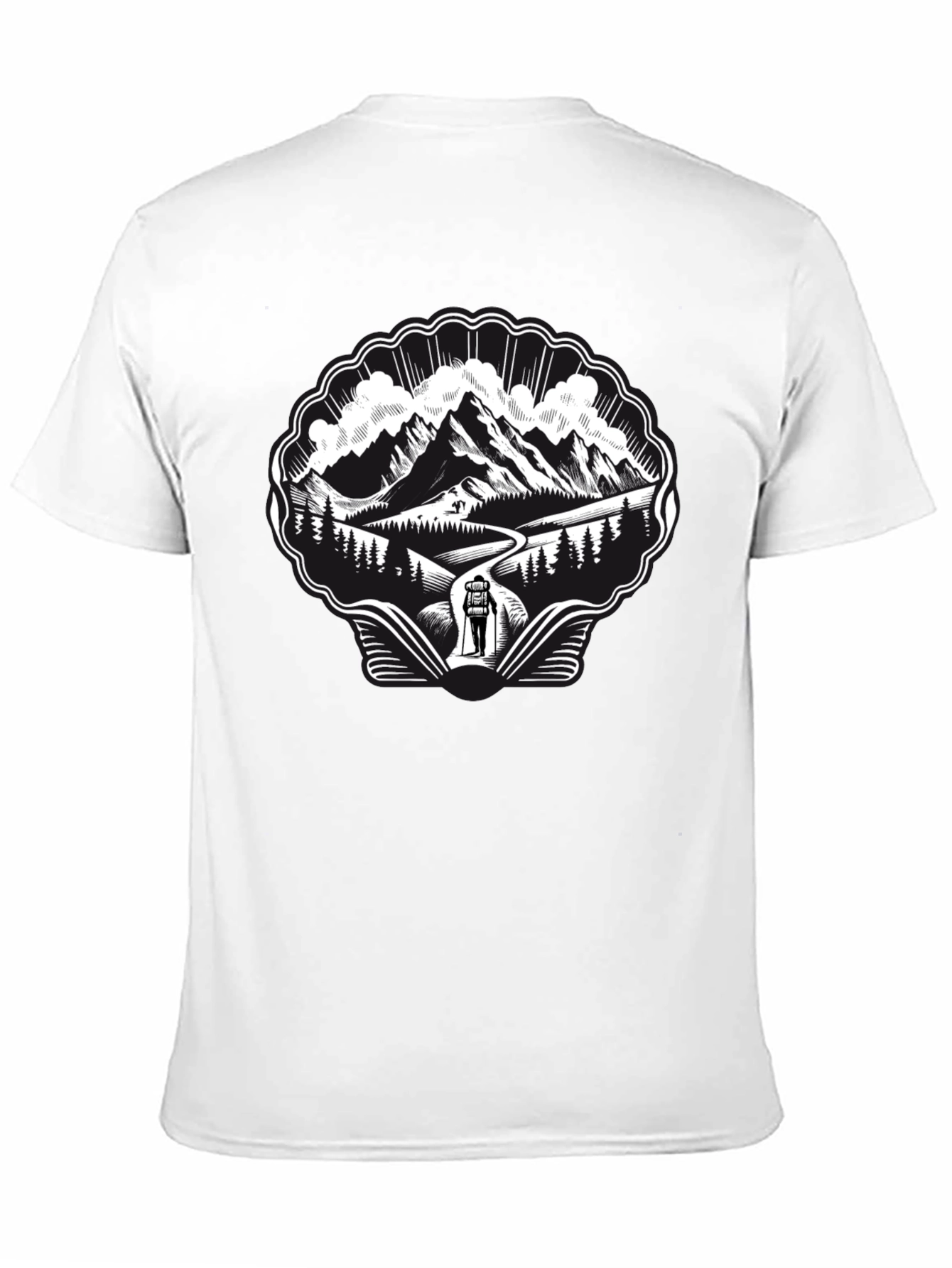 Mountain Hiking Graphic Tee - Black
