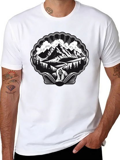 Mountain Hiking Graphic Tee - Black